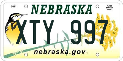 NE license plate XTY997
