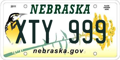 NE license plate XTY999