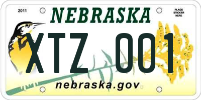 NE license plate XTZ001