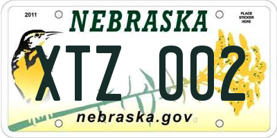 NE license plate XTZ002