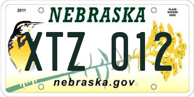 NE license plate XTZ012
