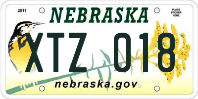 NE license plate XTZ018