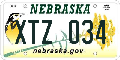 NE license plate XTZ034