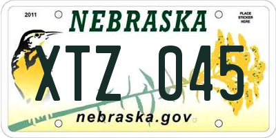 NE license plate XTZ045