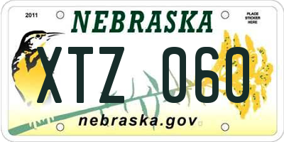 NE license plate XTZ060