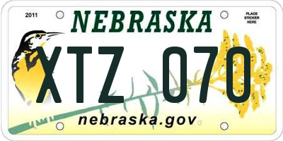 NE license plate XTZ070