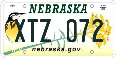 NE license plate XTZ072