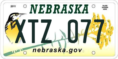 NE license plate XTZ077