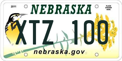 NE license plate XTZ100