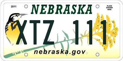 NE license plate XTZ111