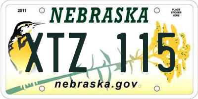 NE license plate XTZ115