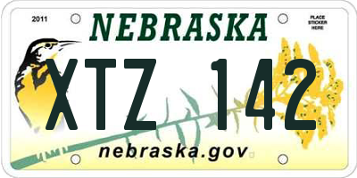 NE license plate XTZ142