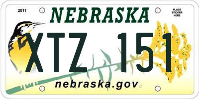 NE license plate XTZ151