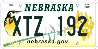 NE license plate XTZ192