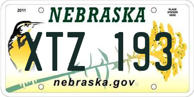 NE license plate XTZ193