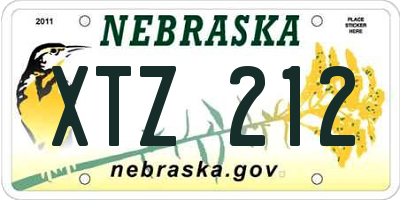 NE license plate XTZ212