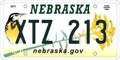 NE license plate XTZ213