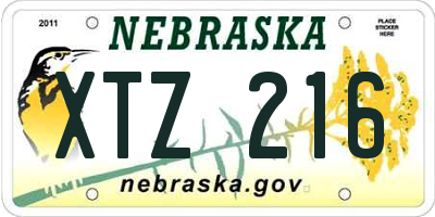 NE license plate XTZ216