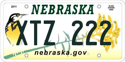 NE license plate XTZ222
