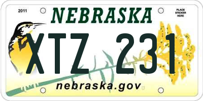 NE license plate XTZ231