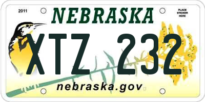 NE license plate XTZ232