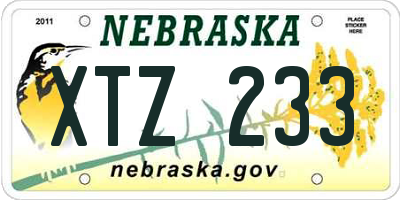 NE license plate XTZ233