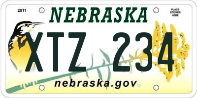 NE license plate XTZ234
