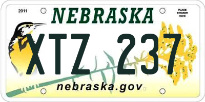NE license plate XTZ237