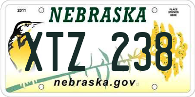 NE license plate XTZ238