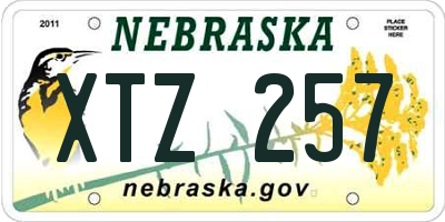 NE license plate XTZ257