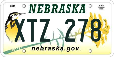 NE license plate XTZ278