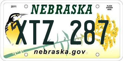 NE license plate XTZ287