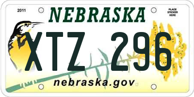 NE license plate XTZ296
