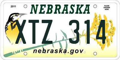 NE license plate XTZ314