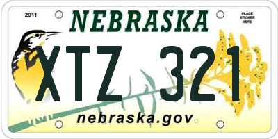 NE license plate XTZ321