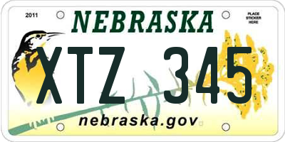 NE license plate XTZ345