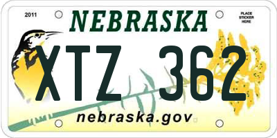NE license plate XTZ362