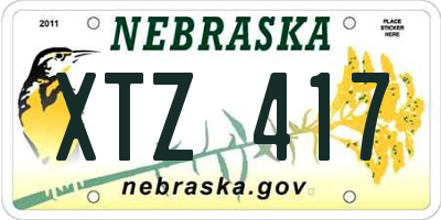 NE license plate XTZ417