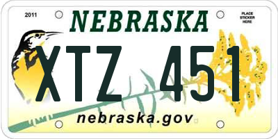 NE license plate XTZ451
