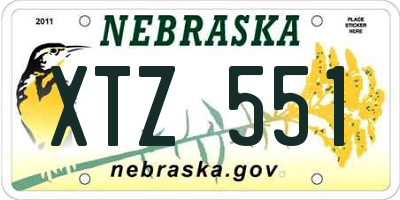 NE license plate XTZ551