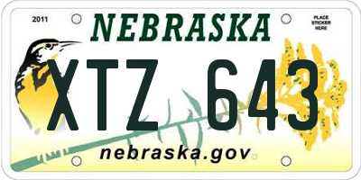 NE license plate XTZ643