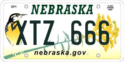 NE license plate XTZ666