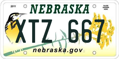 NE license plate XTZ667