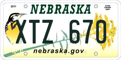 NE license plate XTZ670