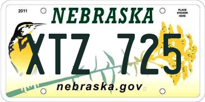 NE license plate XTZ725