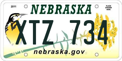 NE license plate XTZ734