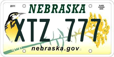 NE license plate XTZ777