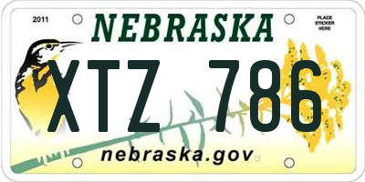NE license plate XTZ786