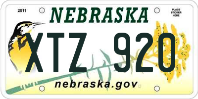 NE license plate XTZ920