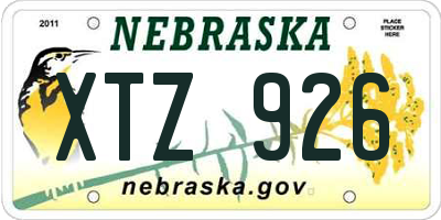 NE license plate XTZ926